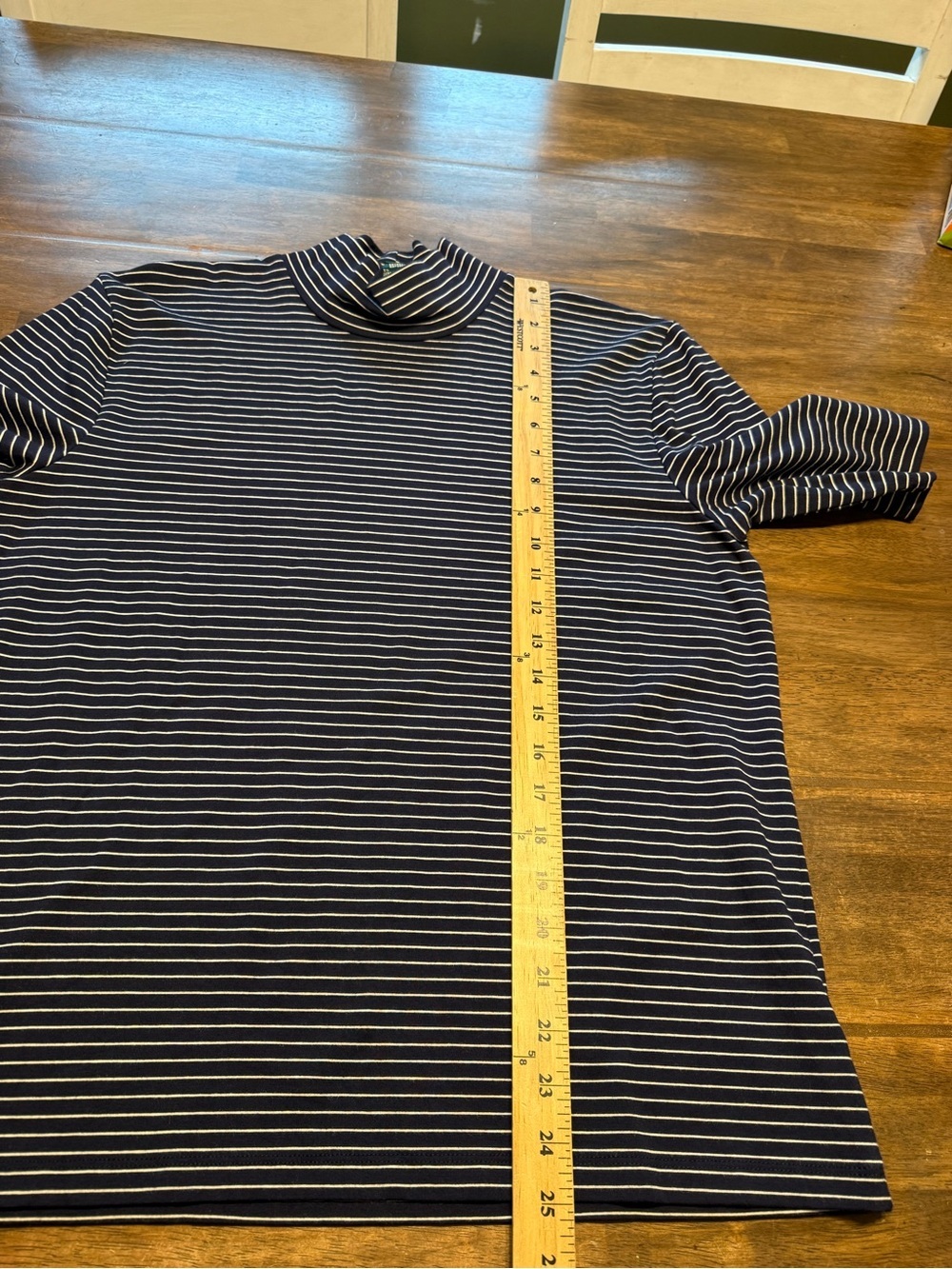 Lauren Ralph Lauren Mock Neck 3/4 Sleeve Navy White Striped Top Womens SZ XL - Picture 8 of 8